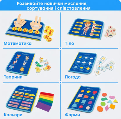 Інтерактивна книга МОНТЕСОРРІ 12в1